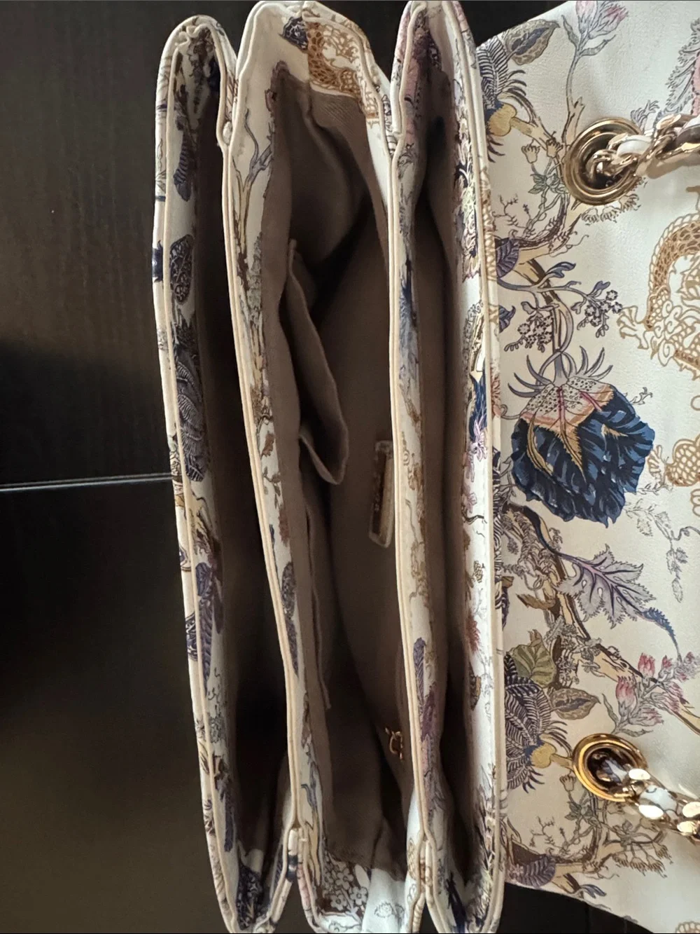 Floral Ivory Chain Strap Shoulder Bag
